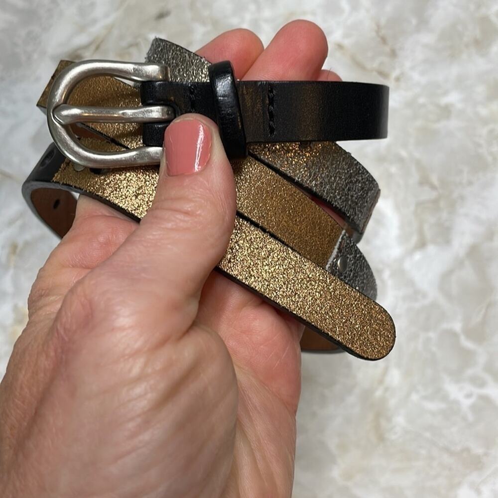 NWOT Fossil multicolored metallic patchwork belt